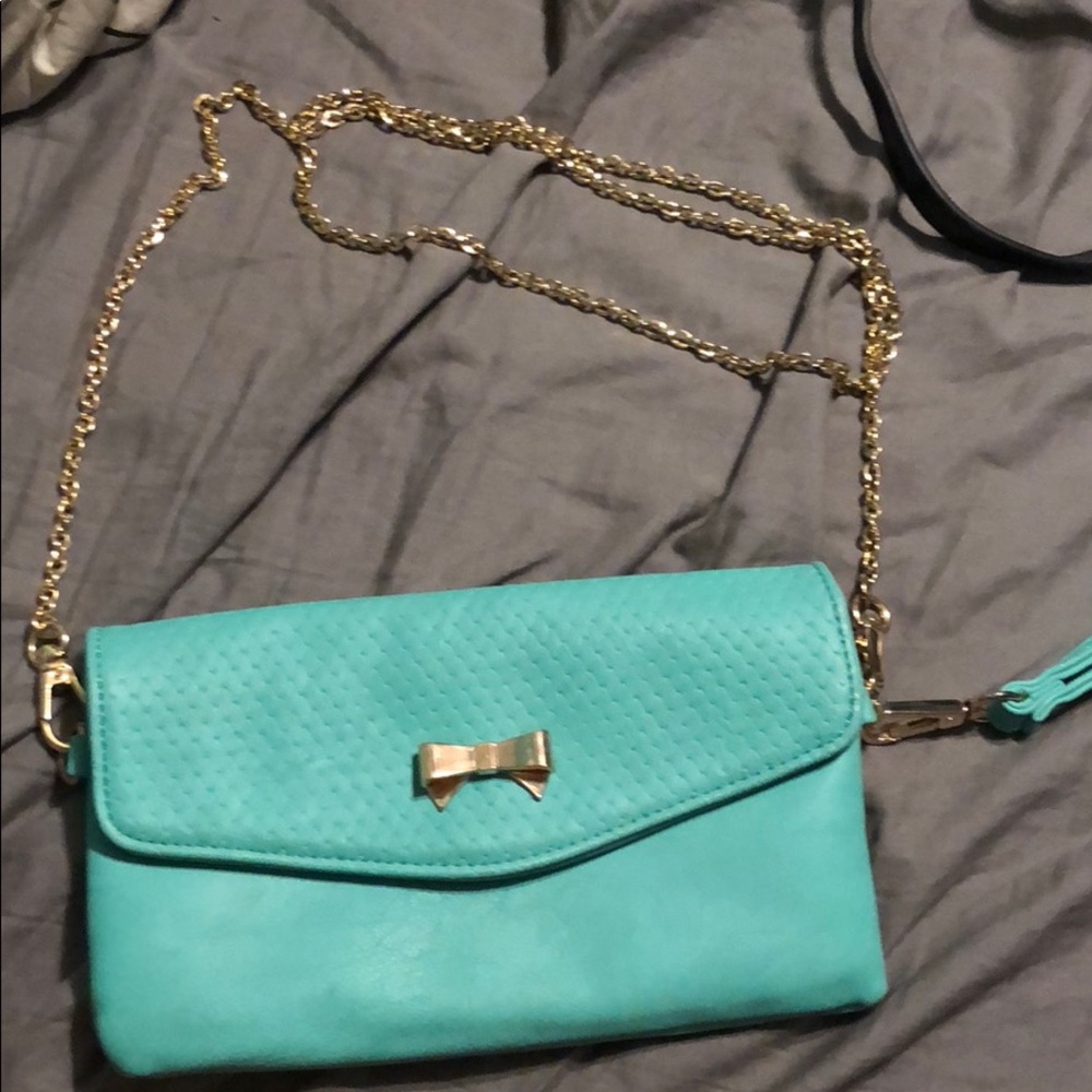 Teal crossbody clutch